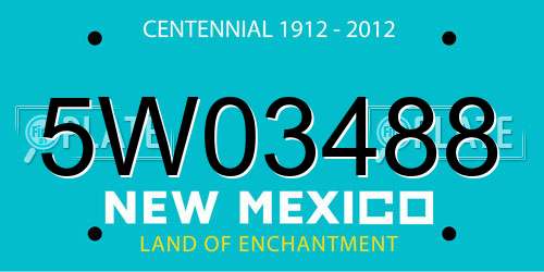 5W03488 New Mexico License Plate