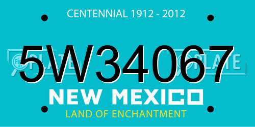 5W34067 New Mexico License Plate