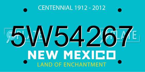 5W54267 New Mexico License Plate