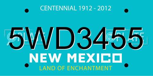 5WD3455 New Mexico License Plate
