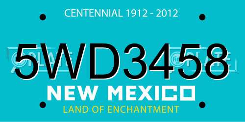 5WD3458 New Mexico License Plate