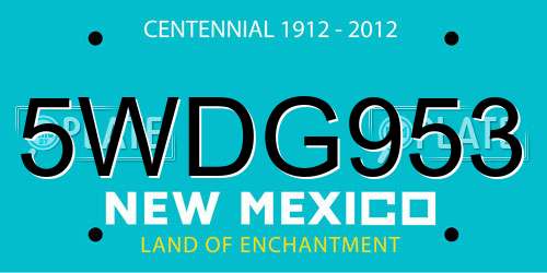 5WDG953 New Mexico License Plate