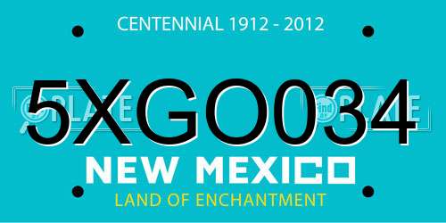5XGO034 New Mexico License Plate