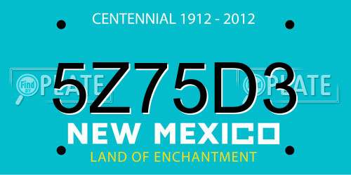 5Z75D3 New Mexico License Plate