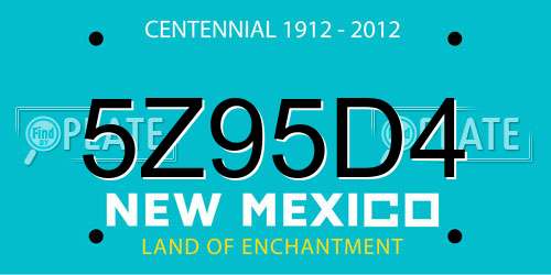 5Z95D4 New Mexico License Plate