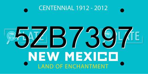 5ZB7397 New Mexico License Plate