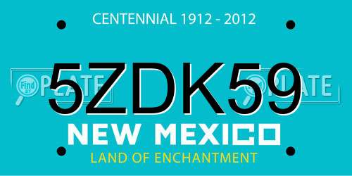 5ZDK59 New Mexico License Plate