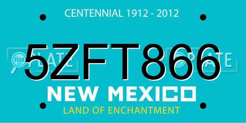 5ZFT866 New Mexico License Plate
