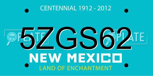 5ZGS62 New Mexico License Plate