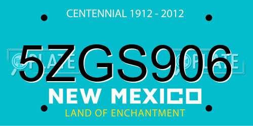 5ZGS906 New Mexico License Plate