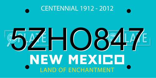 5ZHO847 New Mexico License Plate