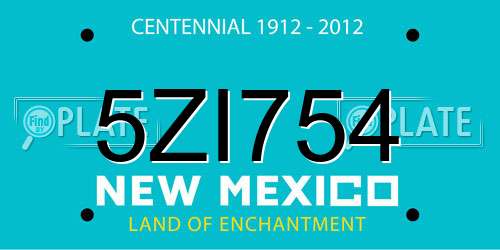 5ZI754 New Mexico License Plate
