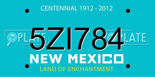 5ZI784 New Mexico License Plate