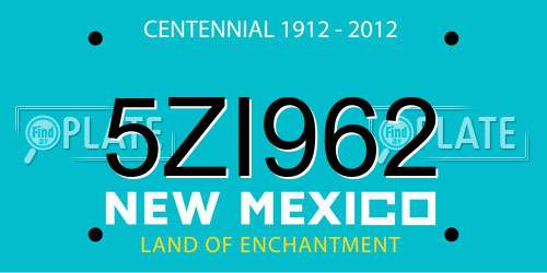 5ZI962 New Mexico License Plate