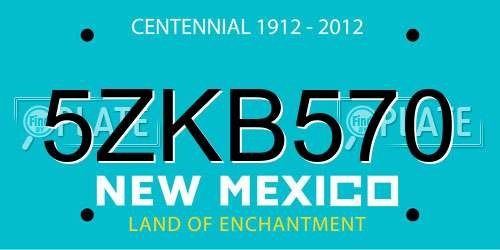 5ZKB570 New Mexico License Plate