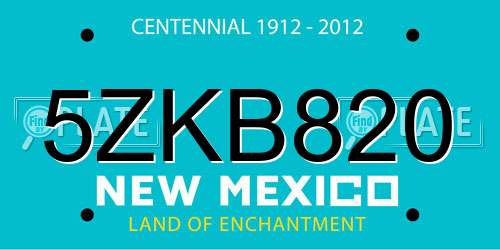 5ZKB820 New Mexico License Plate