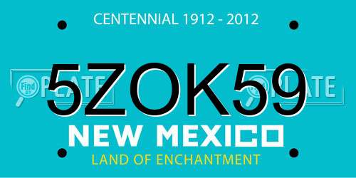 5ZOK59 New Mexico License Plate