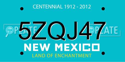 5ZQJ47 New Mexico License Plate
