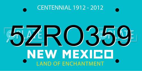 5ZRO359 New Mexico License Plate