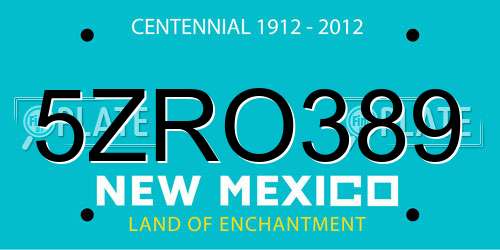 5ZRO389 New Mexico License Plate