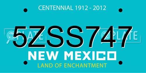 5ZSS747 New Mexico License Plate