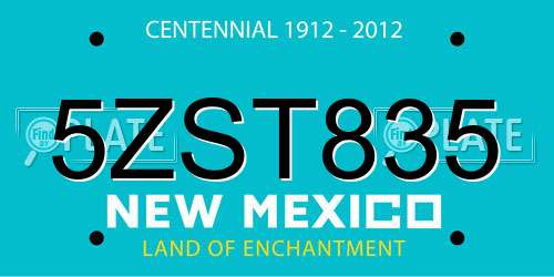 5ZST835 New Mexico License Plate