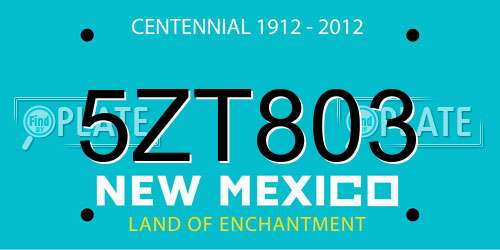 5ZT803 New Mexico License Plate