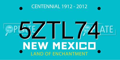 5ZTL74 New Mexico License Plate