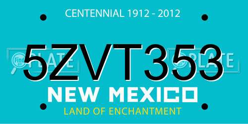 5ZVT353 New Mexico License Plate