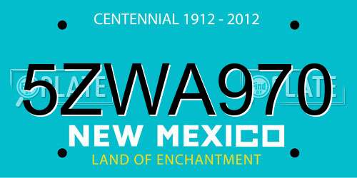 5ZWA970 New Mexico License Plate