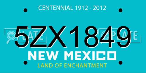 5ZX1849 New Mexico License Plate