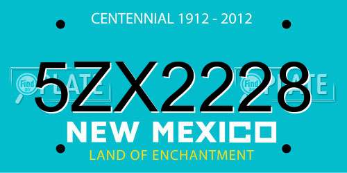 5ZX2228 New Mexico License Plate