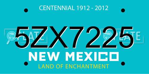 5ZX7225 New Mexico License Plate