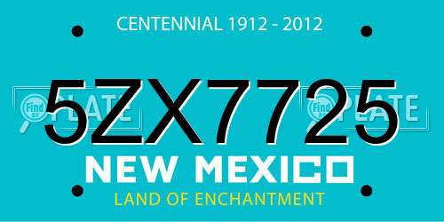 5ZX7725 New Mexico License Plate