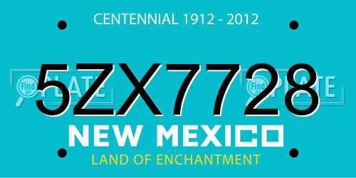 5ZX7728 New Mexico License Plate