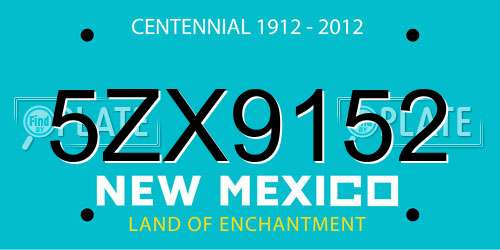 5ZX9152 New Mexico License Plate