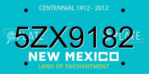 5ZX9182 New Mexico License Plate