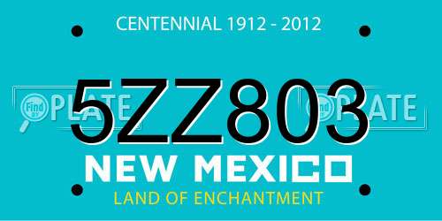 5ZZ803 New Mexico License Plate