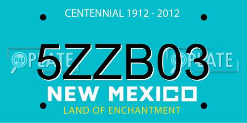 5ZZB03 New Mexico License Plate