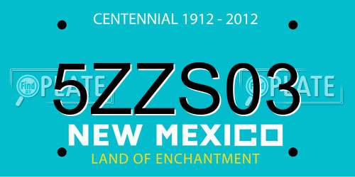 5ZZS03 New Mexico License Plate