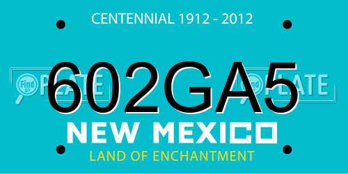 602GA5 New Mexico License Plate