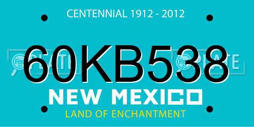 60KB538 New Mexico License Plate
