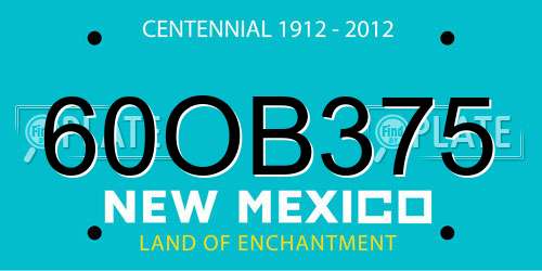 60OB375 New Mexico License Plate
