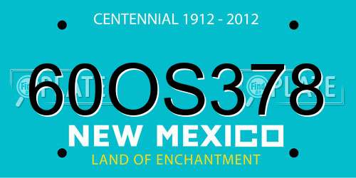 60OS378 New Mexico License Plate
