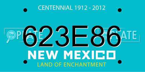 623E86 New Mexico License Plate