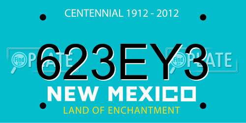 623EY3 New Mexico License Plate