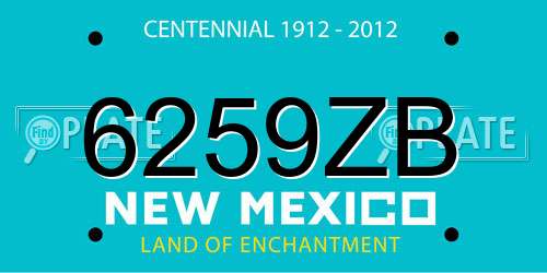 6259ZB New Mexico License Plate