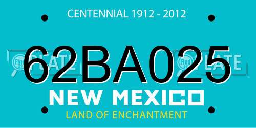 62BA025 New Mexico License Plate