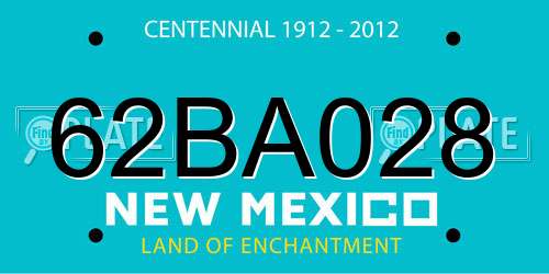 62BA028 New Mexico License Plate
