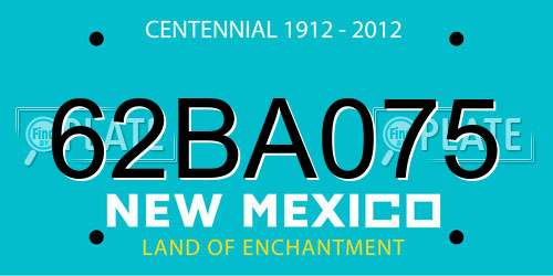 62BA075 New Mexico License Plate